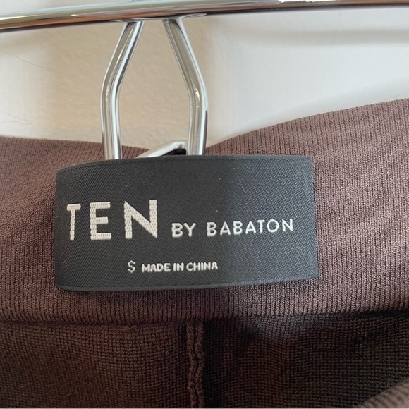 Aritzia Babton Paramount Pant High Rise Knit Flared Leg Pants Coffee Bean Brown - Picture 4 of 7